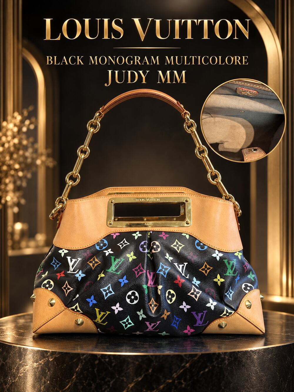 CW015 Louis Vuitton Black Monogram Murakami Judy MM*Shoulder Bag